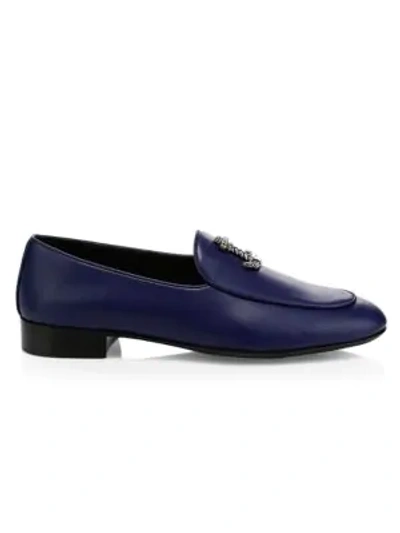 Giuseppe Zanotti Liberty Anchor Leather Loafers In Inchiostro