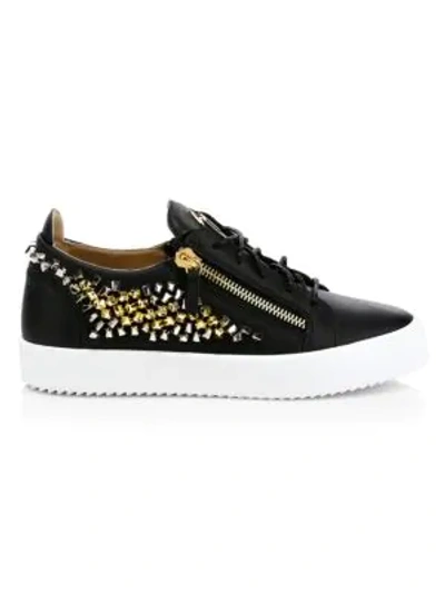 Giuseppe Zanotti Studded Leather Low-top Sneakers In Black