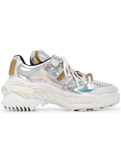 Maison Margiela Retrofit American Silver Laminated Leather Sneakers