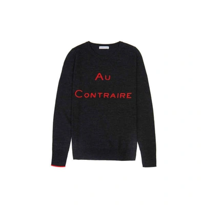 Ille De Cocos Au Contraire Merino Sweater Dark Grey & Red
