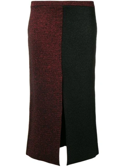 Lédition Contrast Panels Midi Skirt - Red