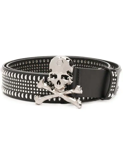 Philipp Plein Studded Skull Belt In Black