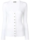 Balmain Lightweight Ribbed Cardigan In White