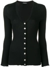 Balmain Ribbed-knit Cotton Cardigan In Black