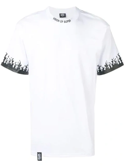 Vision Of Super Flames Print T-shirt In White