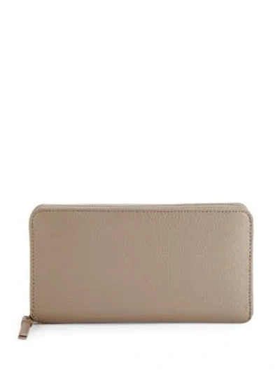 Saks Fifth Avenue Leather Zip-around Continental Wallet In Taupe