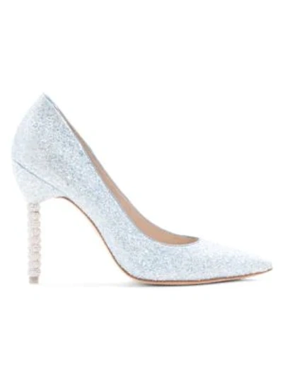 Sophia Webster Coco Embellished-heel Glitter Pumps In Ice Blue