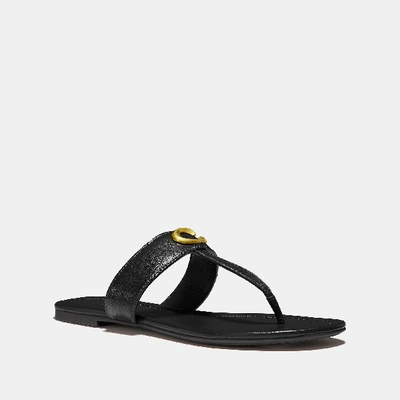 Coach Jessie Leather Thong Sandals In Black