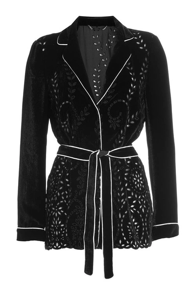 Alberta Ferretti Perforated Detailing Belted Jacket