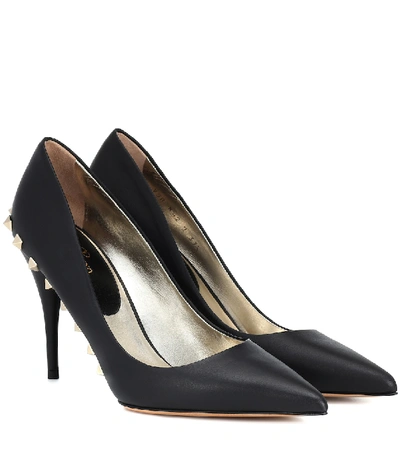 Valentino Garavani Jaw-studs Point-toe Patent Leather Pumps With Studded Sole In Black