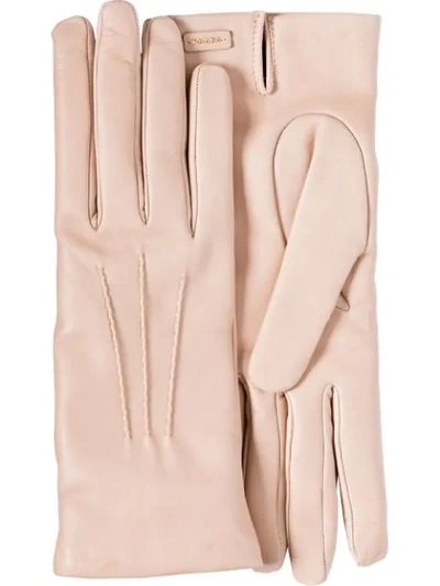 Prada Logo-plaque Slip-on Gloves In Pink
