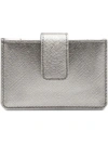 Prada Saffiano Leather Cardholder In Metallic