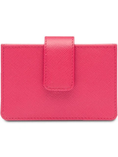 Prada Saffiano Leather Cardholder In Pink