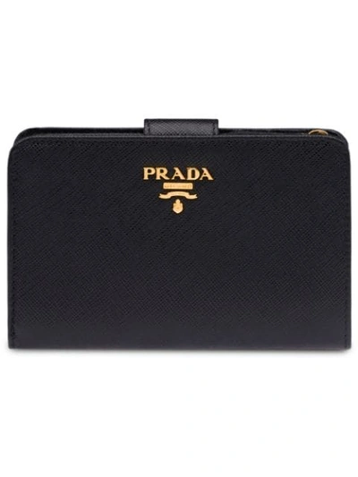 Prada Logo-plaque Folding Wallet In Black