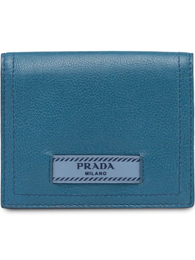 Prada Small Leather Wallet In Blue