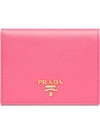 Prada Logo-plaque Folding Wallet In Pink