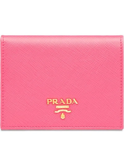 Prada Logo-plaque Folding Wallet In Pink