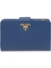 Prada Medium Saffiano Leather Wallet In Blue