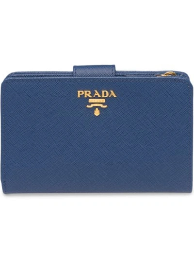 Prada medium discount saffiano leather wallet