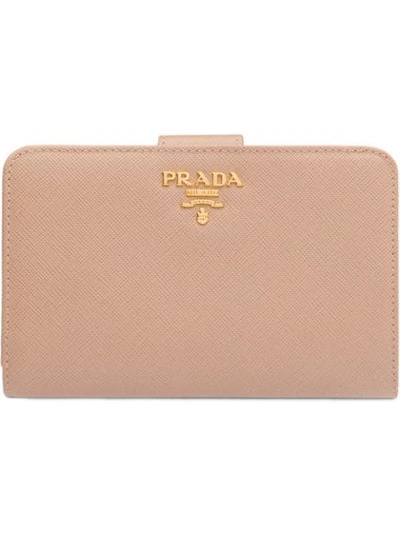 Prada Medium Saffiano Leather Wallet In Neutrals