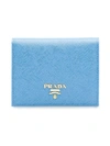 Prada Logo Plaque Small Wallet - Blue