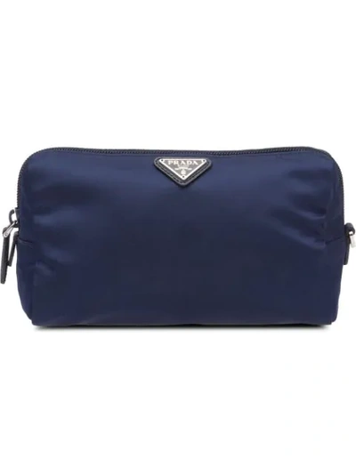 Prada Fabric Cosmetic Bag In Blue