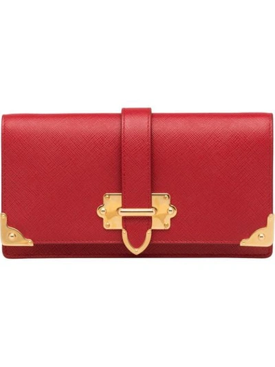 Prada Cahier Saffiano Mini Cross-body Bag In Red