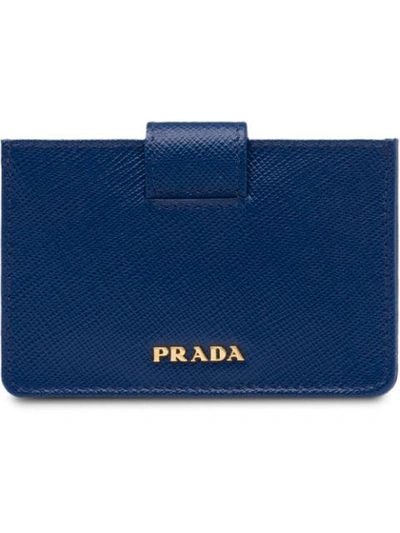 Prada Saffiano Leather Cardholder In Blue