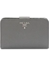 Prada Medium Saffiano Leather Wallet In Grey