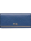 Prada Long Saffiano Wallet In Blue