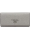 Prada Large Saffiano Leather Wallet In Grey
