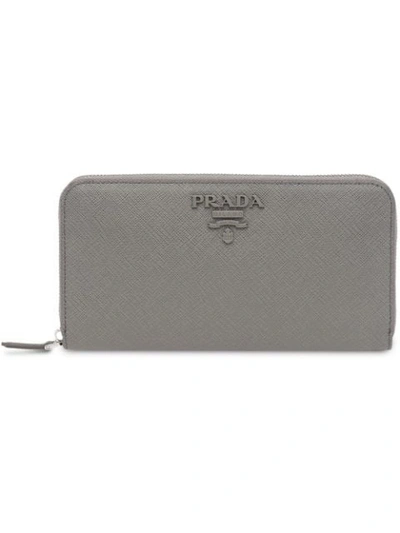 Prada Saffiano Leather Wallet In Grey