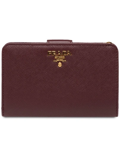 Prada Medium Saffiano Leather Wallet - Red In Red