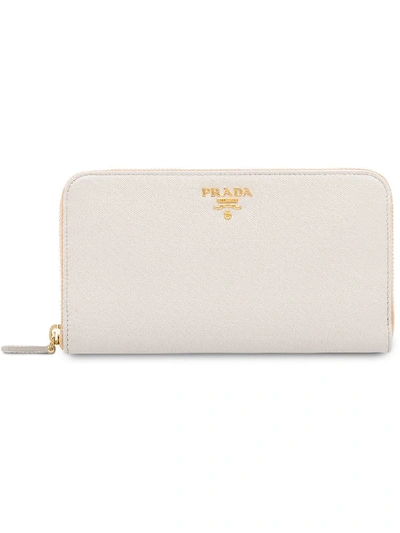 Prada Leather Wallet - White In White