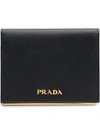 Prada Small Logo-plaque Wallet In Black