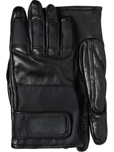 Prada Nylon And Leather Gloves In Black