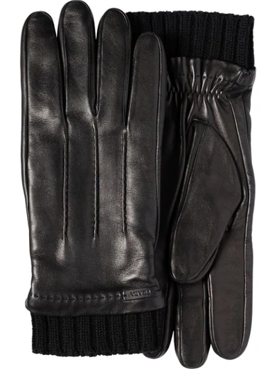 Prada Men's 3-line Napa Gloves In Black