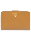 Prada Medium Saffiano Leather Wallet In F098l Caramel
