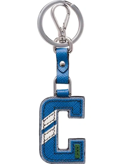 Prada Saffiano Leather Trick Keyring - Blue