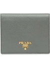 Prada Small Leather Wallet In Grey