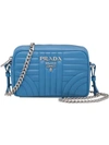 Prada Diagramme Leather Cross-body Bag In Blue