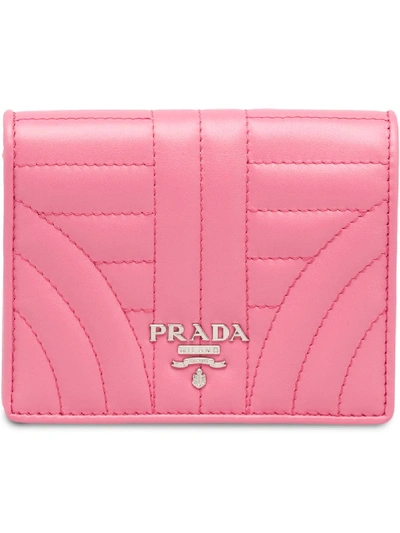 Prada Small Leather Wallet In Pink