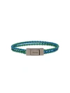 Prada Braided Leather Wrist Strap In Green