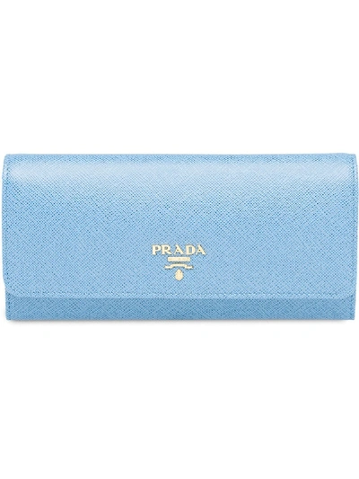 Prada Leather Wallet - Blue In Blue