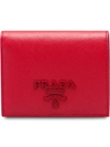 Prada Tonal Logo-plaque Wallet In Red