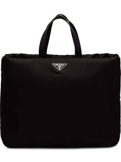 Prada Large Padded Tote Bag In Black