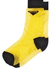 Prada Light Nylon Socks In Yellow