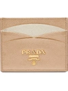 Prada Saffiano Leather Credit Card Holder - Neutrals