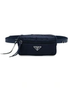 Prada Fabric And Leather Belt Bag - Blue