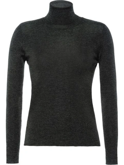 Prada Turtleneck Jumper In Grey